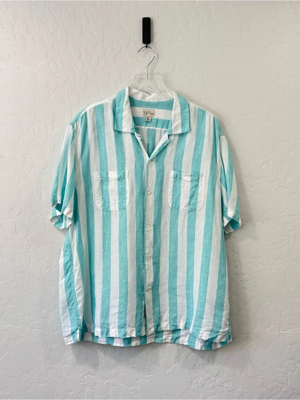 J. Crew Short Sleeve Camp Collar 100% Irish Linen Size XL